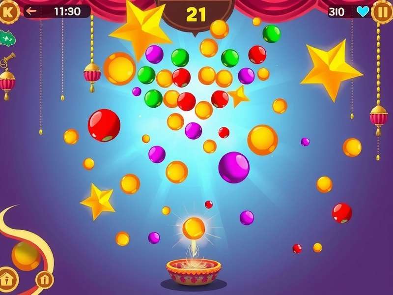 Ultra Drop Crusher gameplay screenshot showing colorful falling objects